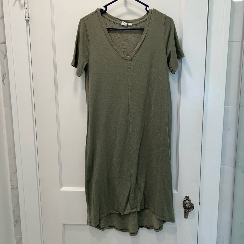 GAP Olive Textured T-Shirt Dress